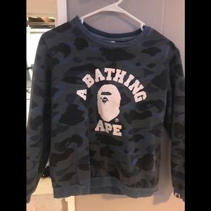Blue bape long sleeve kids XL but fits a mens small